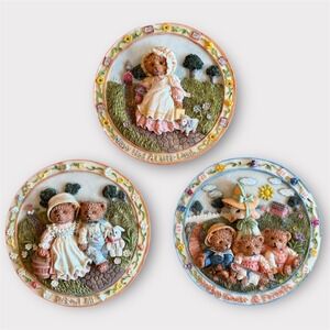 Cherished Teddies Set of 3 Nursery Rhyme Wall Plaque Mary Jack Jill Mother Goose